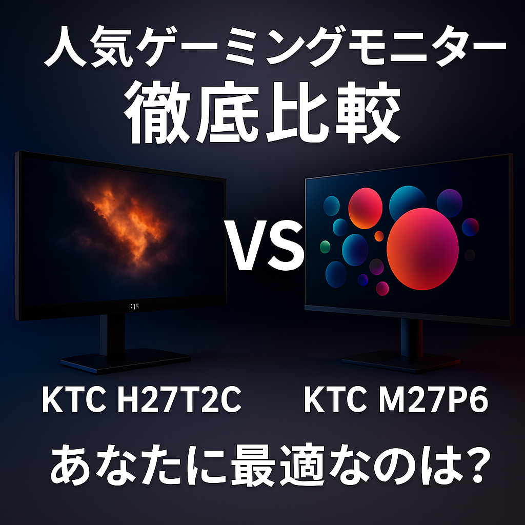 KTCのゲーミングモニターH27T22CとM27P6の比較記事用アイキャッチ画像